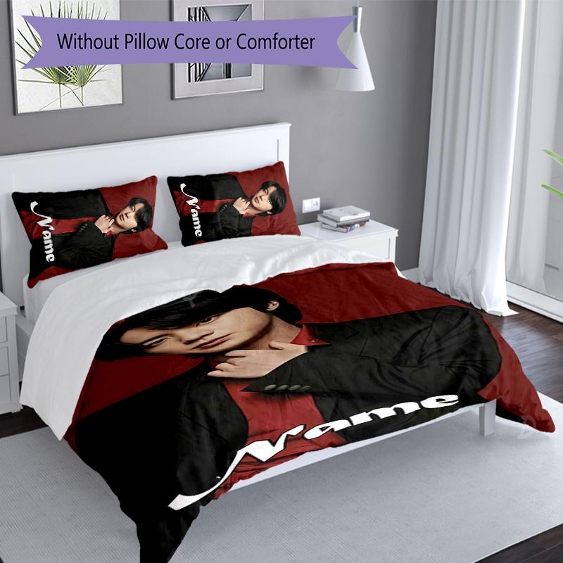 3pcs Custom Name Jimin Set,Includes 1 Duvet Cover and 2 Pillowcases,All-season Bedroom Decor