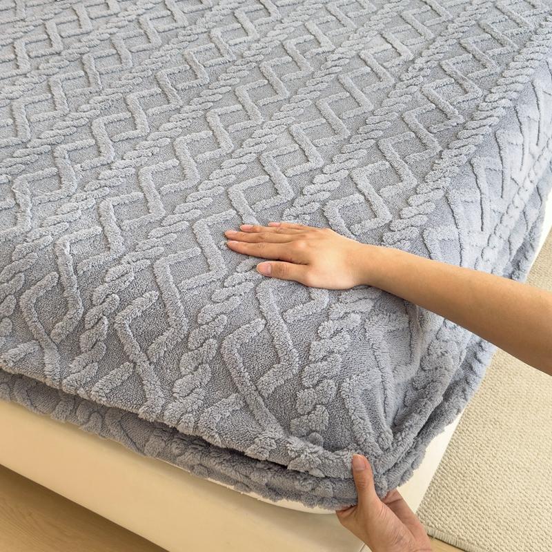 Утолщенная теплая простыня на резинке, однотонное бархатное постельное белье из тафты, двуспальная кровать размера «king-size», чехол для зимнего матраса, мягкий