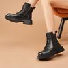 Новые зимние женские кожаные короткие ботинки на шнуровке с круглым носком и средней длиной до икры на мягкой платформе в британском стиле, женские трендовые
