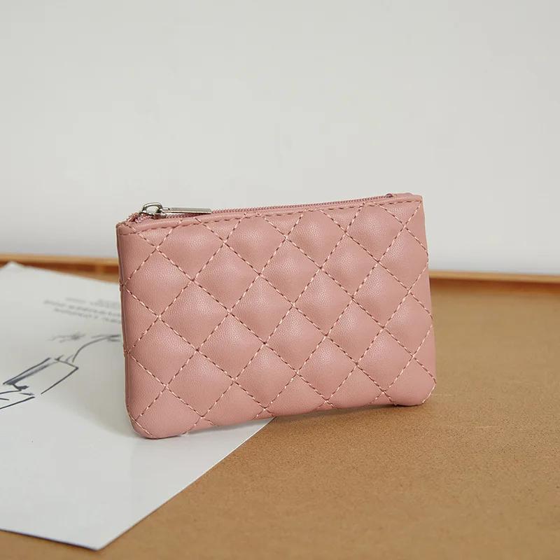 Women Small Coin Purse PU Leather Zipper Wallets Pouch Plaid Print Change Purses Business Card Holder Ladies Mini Coin Bag