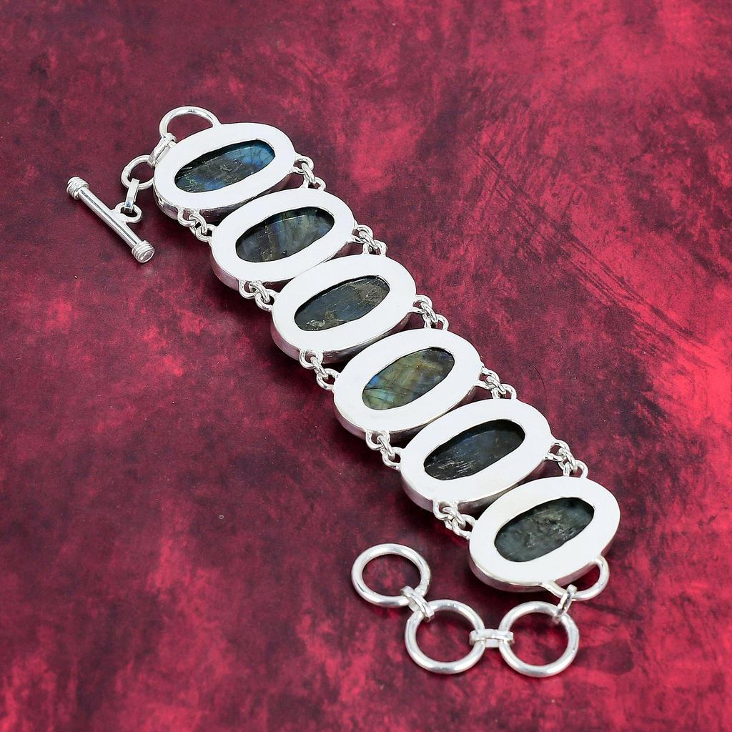 Ювелирные изделия из лабрадорита Aura Flash, Ювелирные изделия-браслет из стерлингового серебра 925 пробы, Ювелирные изделия из лабрадорита ручной работы, Браслет из натурального драгоценного камня для женщин
