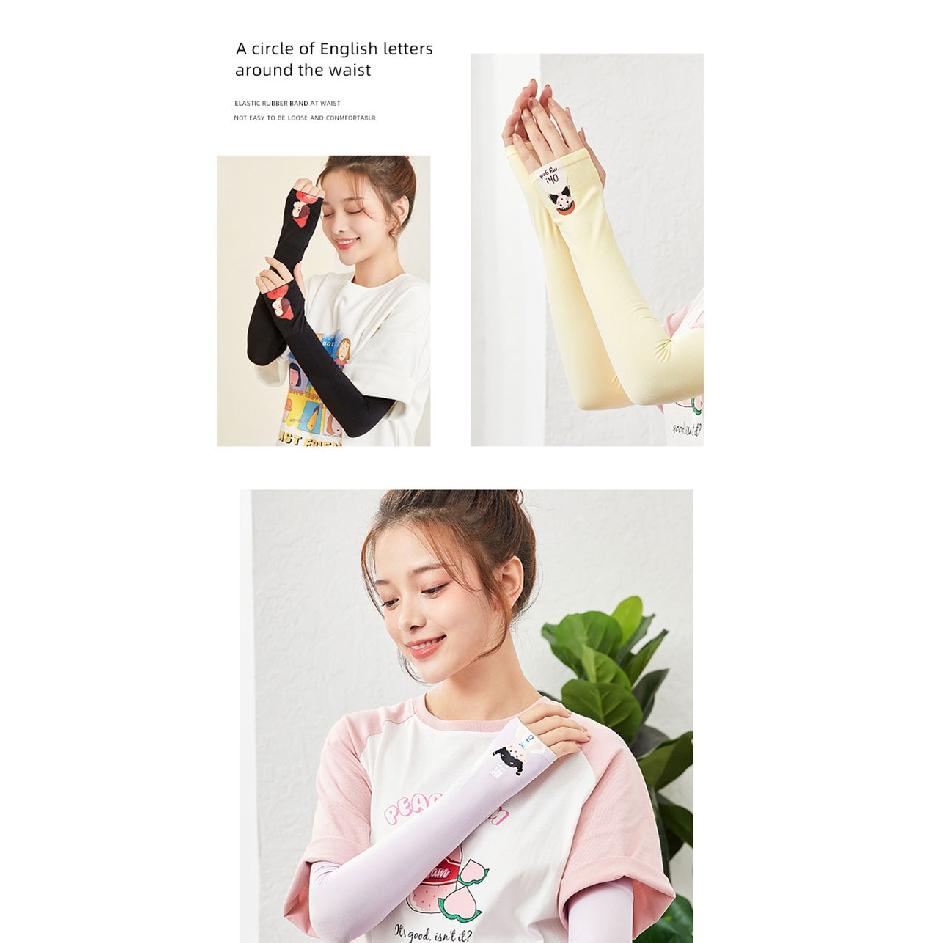 Летний солнцезащитный рукав, многоцветная защита рук для защиты от комаров, езда, мультяшная леди, вождение, ледяной шелк