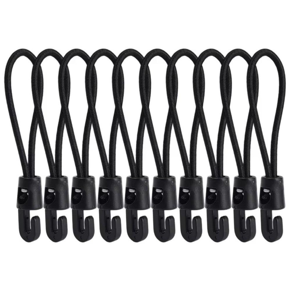 10Pcs Black High Elasticity Expander with Hooks Rubber Tensioner  Camping Tarpaulin