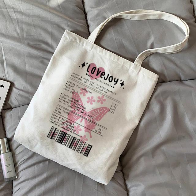 Женская сумка для покупок с рисунком сердца с милым принтом Kawaii сумка Harajuku Холст Сумка для покупок Сумка для девочек Сумочка One