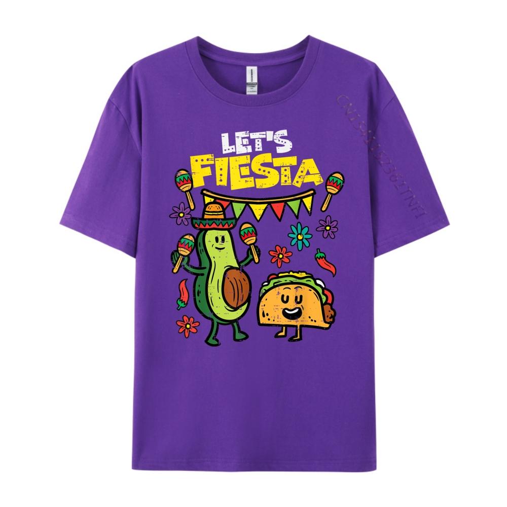 Lets Fiesta Taco Avocado Funny Cinco De Mayo Mexican Party Grey Shirt Graphic Tee Couples Casual Everyday Band Tshirts Creative