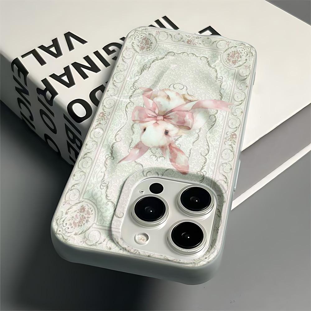 Французский ретро чехол для телефона с кроликом для iPhone 17 Air 17 16 15 14 Plus 13 12 11 Pro Max Coque Funda Чехол для телефона с большим вырезом для камеры