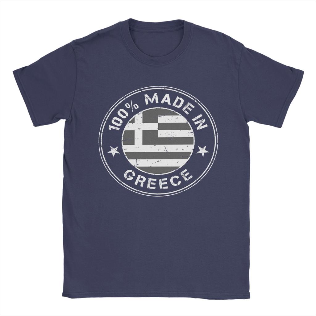 Greece greek flag TShirts for Men  Crazy Pure Cotton Tee Shirt Crewneck Short Sleeve T Shirt Summer Clothes