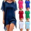 Summer Beachwear Women Kaftan Sarong Beach Dress Tassel Bikini Cover Up Swimwear