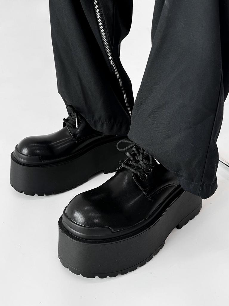 Fashion NEW 2024 Casual Design Men Same Platform Goth Punk Style Lace-up Big Head Muffin Bottom Subcultural Leather Shoes 10cm