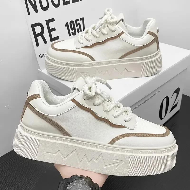 Модные мужские кроссовки Модные кеды для скейтборда Легкие кожаные повседневные туфли для мужчин На шнуровке Вулканизированная обувь Обувь на платформе Tenis Masculino