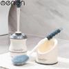 Toilet Brush Long Handle Soft Rubber Toilet Cleaning Brush with Base Bathroom Cleaning Tool Bathroom Accessories Set