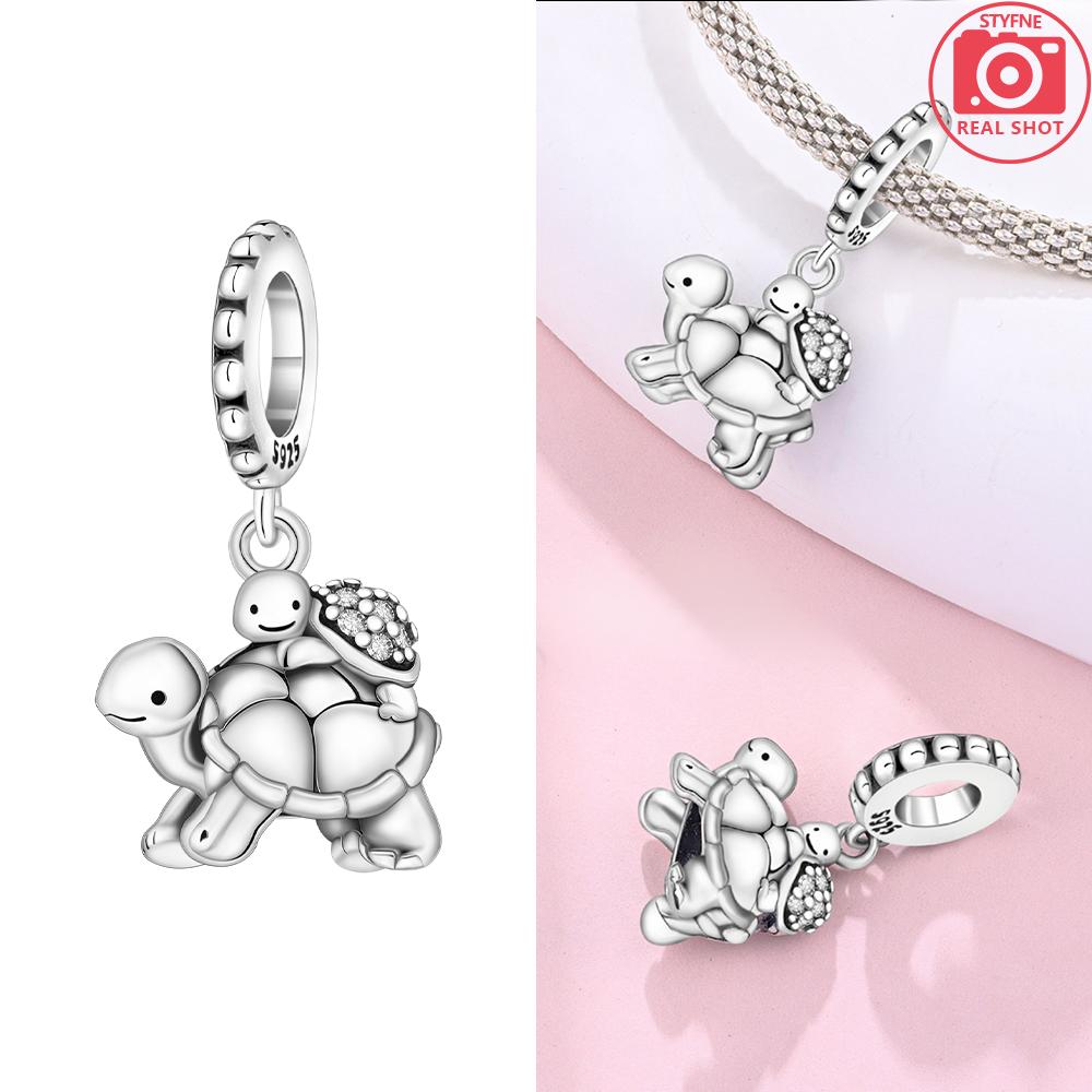 925 Silver Certified Pink Shell Pearl Blue Zircon Petals Beads Fit Women Woman Gift Phone Charms Diy Accessory