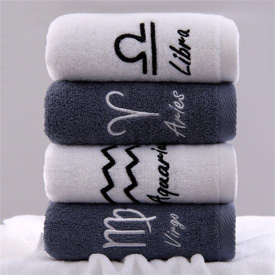Shower Towel Thickened Lint-free Letters Embroidery Highly Absorbent Soft Cotton Face Towel Washroom