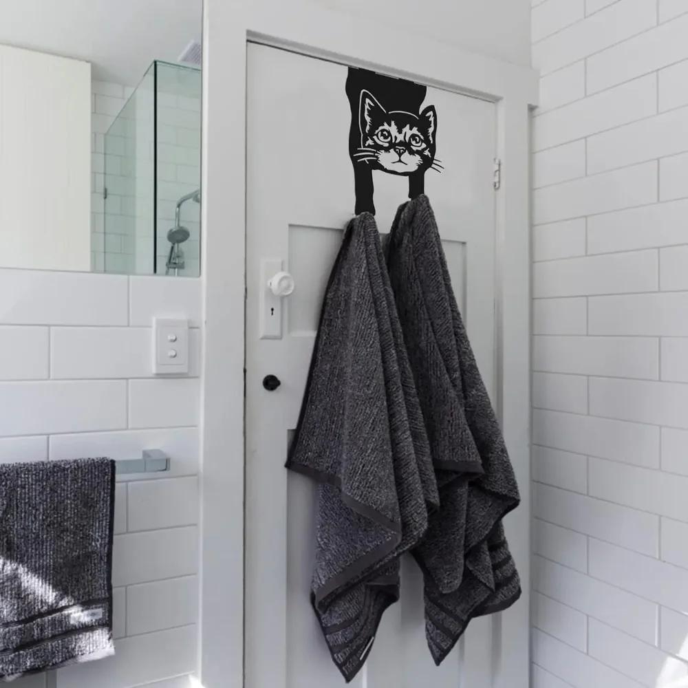 Уникальные вешалки над дверью: Металлические крючки с черным покрытием. Стильное хранилище для дома и офиса, особый подарок для любителей кошек.