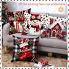 Christmas Pillows 2D Flat Printing Non Real Embroidery Polyester Pillowcase, Sofa Decorative Cushion Cov Headboard Pillow