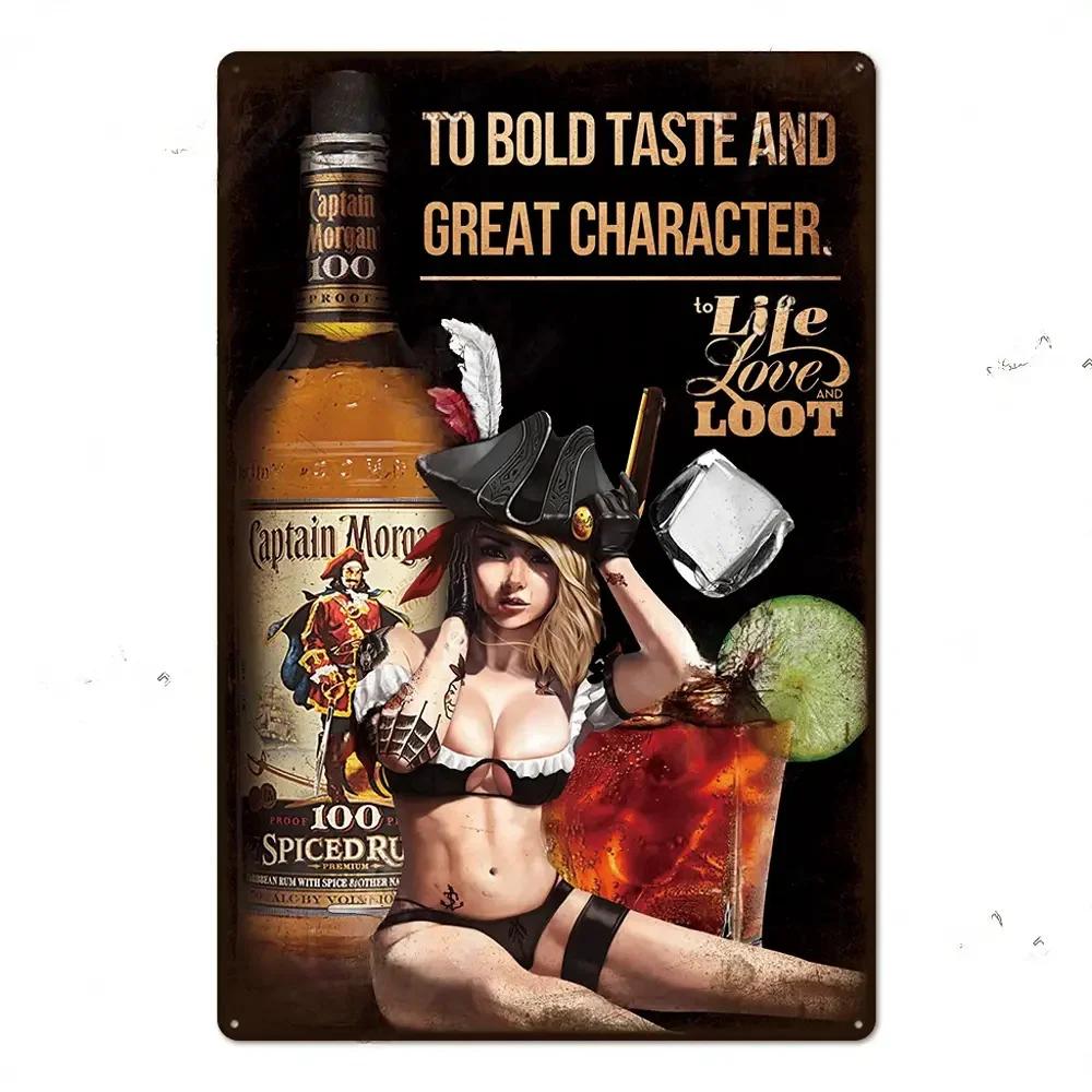 Vintage Bar Whisky Plaque Metal Club Tin Metal Logo Badge Girl Decor Garage Club Bar Men's Cave Bar Cafe Wall Decoration