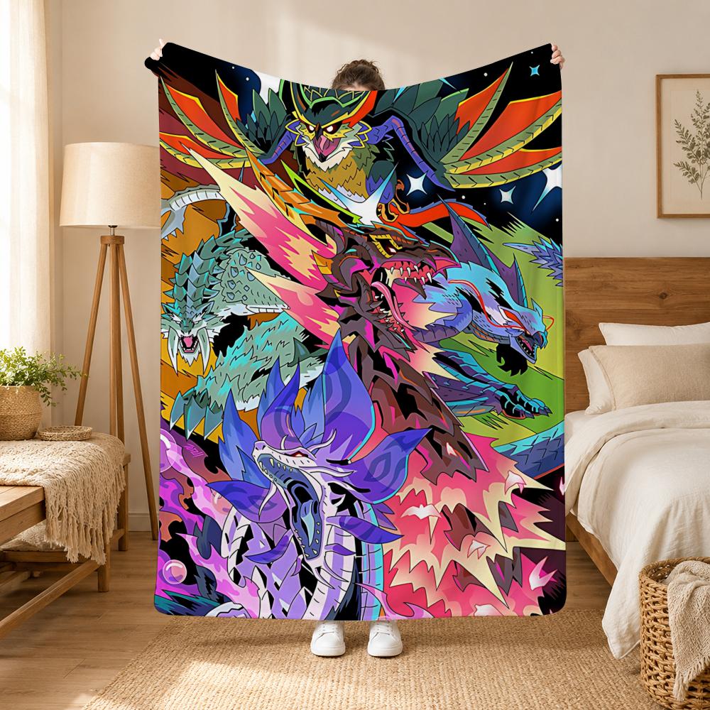 Monster Hunter Game Throw 240g flannel blanket, suitable for sofas, beds, offices, exquisite gift blankets