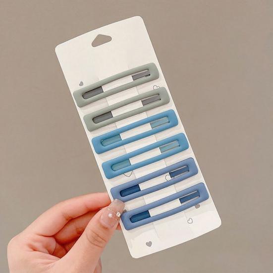 6Pcs Girl Hairpin Matte Color Rectangular Hair Clips Stable Non-Slip BB Clip Face Slimming Versatile Hair Styling