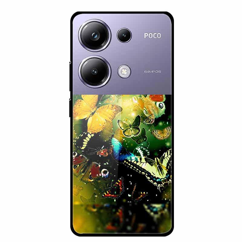 Красочный эстетичный чехол из закаленного стекла для Redmi 12 5G и POCO M6 PRO