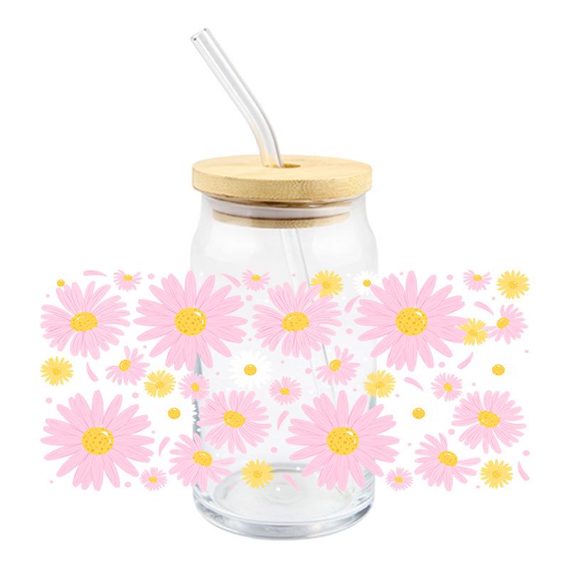UV DTF Transfer Crystal Stickers: Summer Floral & Fruit Designs for DIY Glass Decor, Waterproof & Heat Resistant