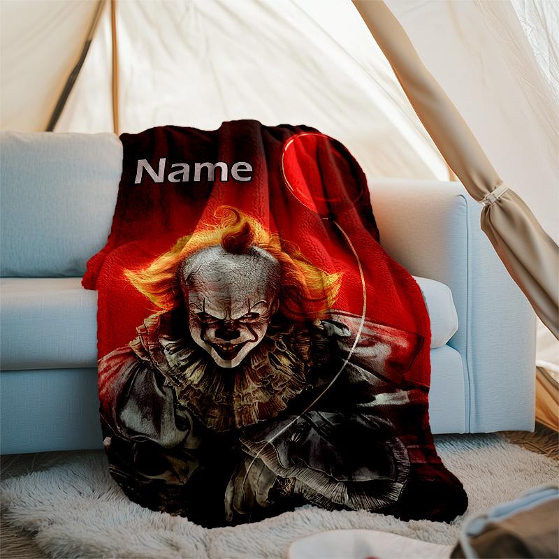 Customizable Pennywise Throw Blanket – Personalized Name, All-Season Cozy Snug Blanket, Machine Washable, Personalized Blanket