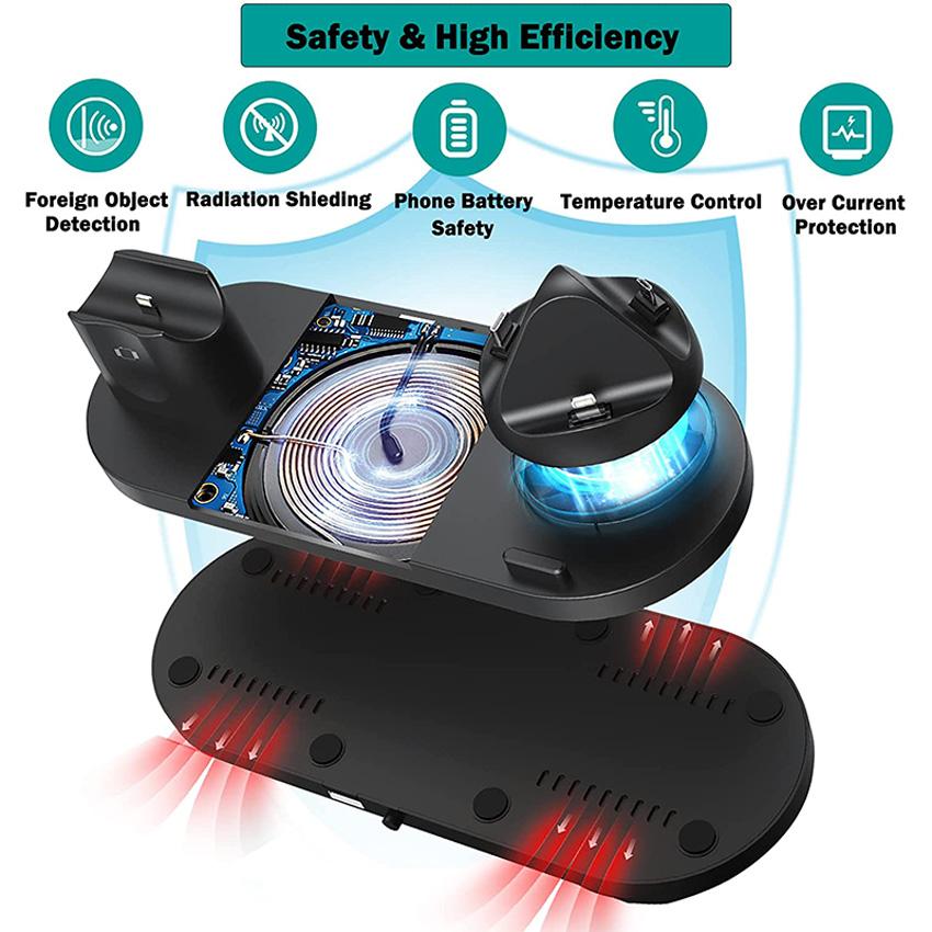 10 в 1 беспроводная зарядная подставка для iPhone 14 13 12 11 Samsung Xiaomi быстрая зарядная док-станция для Airpods Pro iWatch 7