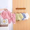 2 dona Bolalar Pijama To'plami Kuz Qish Qalin Issiq O-bo'yin Bir xil Rangli O'g'il Qizlar Termal Ichki Kiyim Uzun Yengli
