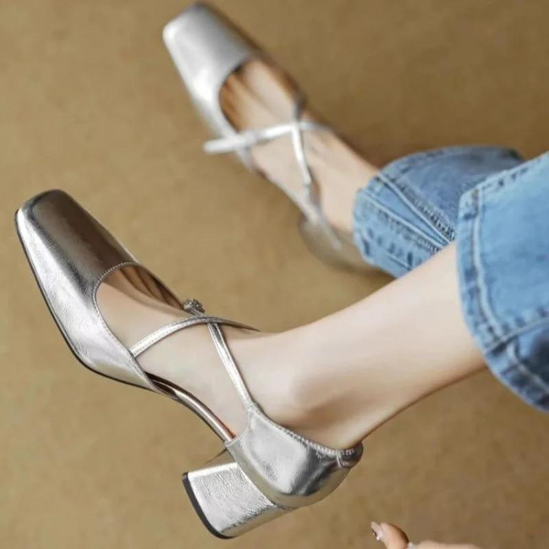 Женские туфли-лодочки во французском стиле, туфли Мэри Джейн, лакированная кожа, ремешки с пряжками, сандалии, женская мода, элегантные, для свадебной вечеринки, высокие каблуки