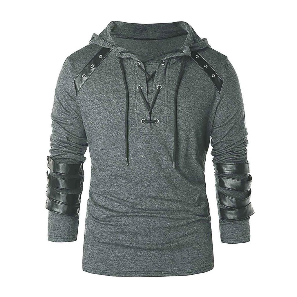 Мужской готический повседневный свитер с длинным рукавом на Хэллоуин, свободный топ с капюшоном