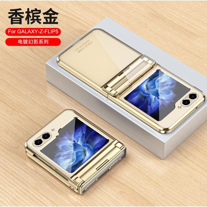 Z Flip 7/6/5/4/3 Case Clear Hinge Protective Cover Shockproof Anti-fall Electroplated Phone Shell