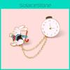 Adorable Rabbit Clock Design Badge Creative Cartoon Cute Rabbit Brooch Pin Wholesale