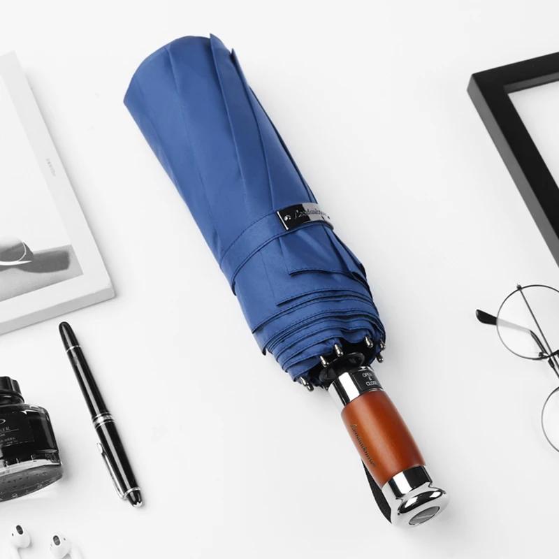 Большой гольф-зонт для мужчин, автоматический зонт в деловом стиле, двухслойный, большой складной зонт, дожде- и ветрозащитный, прочный