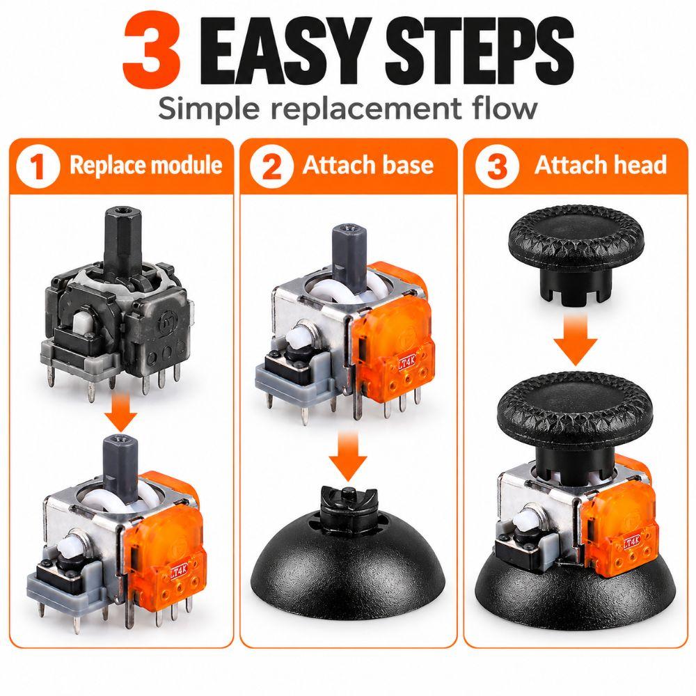 Interchangeable Caps TMR Joystick Repair Kit for PS5 Controller Gaming Maintenance