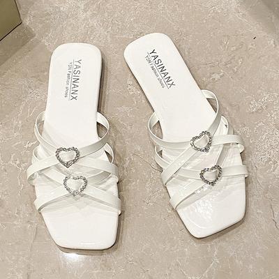 35--43 большие размеры, наружные тапочки, лето 2025, новые, с перекрестным ремнем, на плоской подошве, классные пляжные тапочки