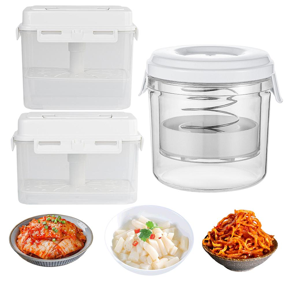 Герметичная банка для солений с нажимной крышкой и стальной пружиной, обезвоживатель овощей, многоразовый контейнер для солений, для оливок, огурцов