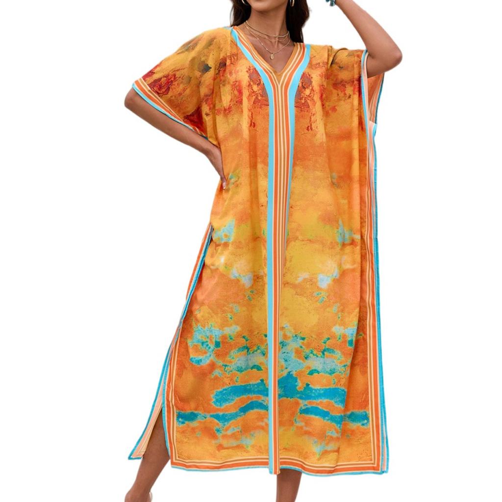 Women's Dress, Colorful Floral Prints, Vacation Loose Robe, Bikini, Sun-protective Smock