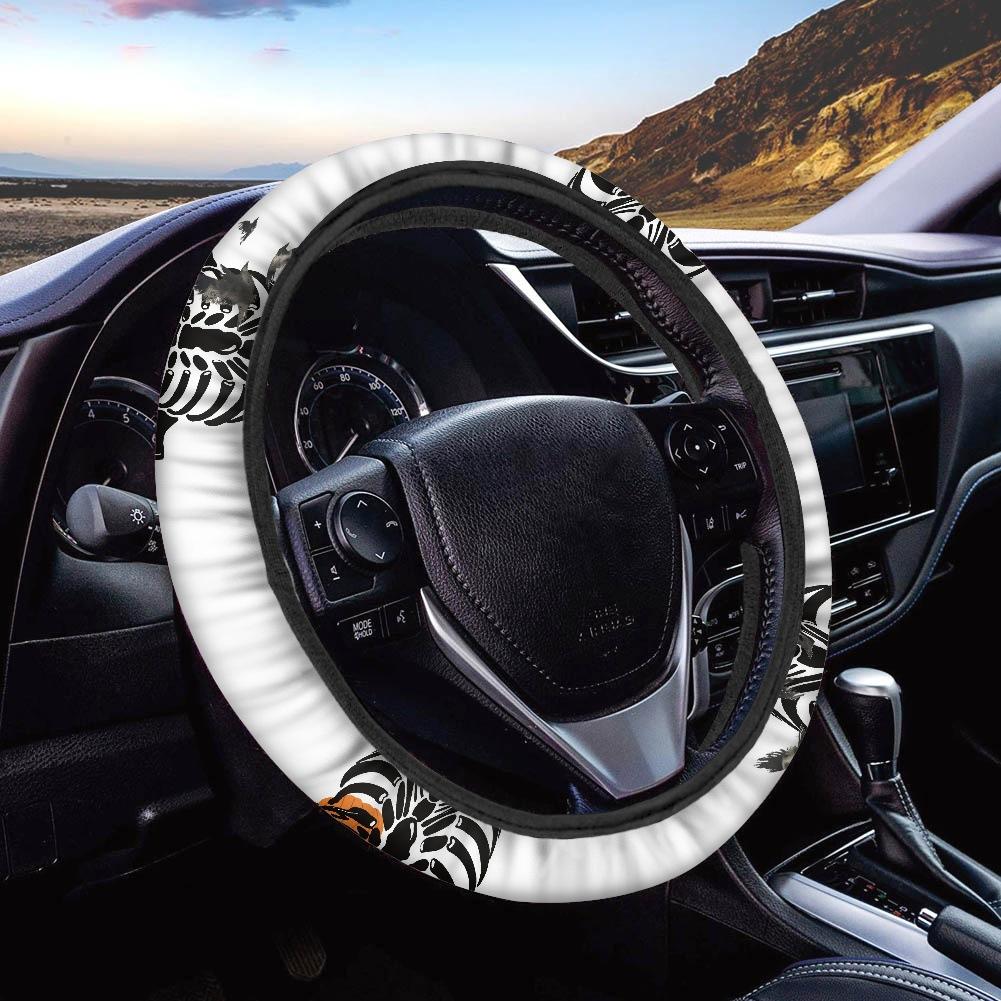 Halloween Car Steering Wheel Cover, Summer Polyester Printed Car Handle Cover, All-Season Car Cover