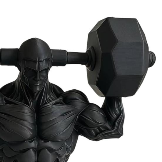 3D Printed Muscle Man Figurine, Matte Black Realistic Iron-Lifting Muscle Shape Model with Stable Base, Gym Decor for Men Fitness Gift