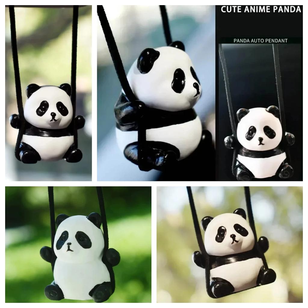 Подвеска для автомобиля Милая аниме панда Подвеска на зеркало заднего вида автомобиля Подвесные украшения Качающаяся кукла Аксессуары для украшения интерьера автомобиля