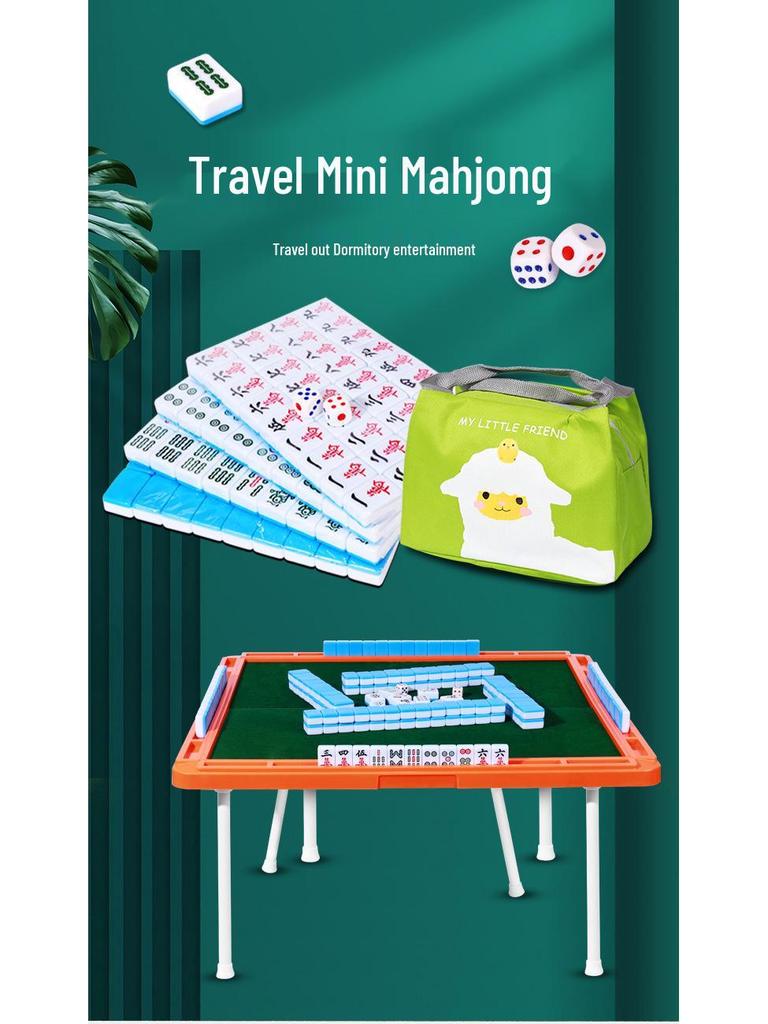 Компактный набор для маджонга: Массивные резные плитки с воробьями, размеры 24 мм и 30 мм, идеально подходят для путешествий и использования в общежитиях