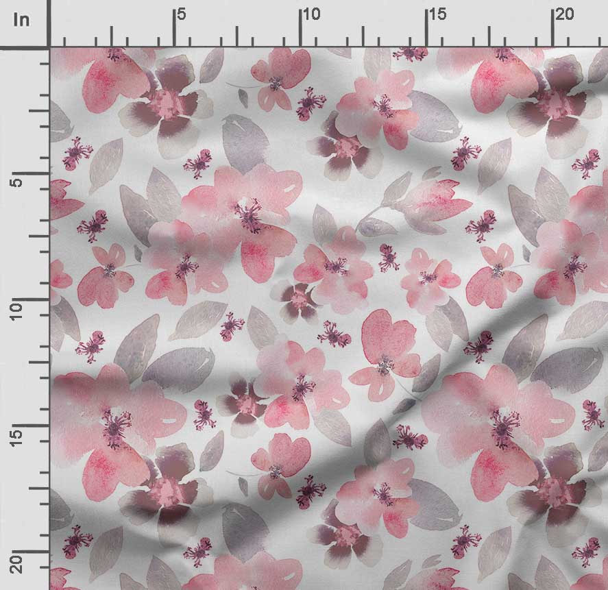 Soimoi Watercolor Floral Print,  Cotton Cambric, Quilting Fabric Sold by The Yard 42 Inch Wide, Medium Weight Cotton Fabric,