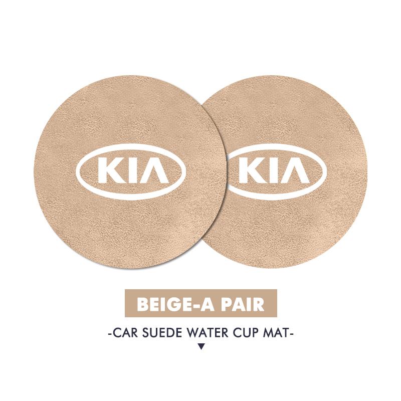 BBED7 Car Suede Coaster Anti-Slip Water Cup Pad Bottle Holder Mat Accessories For KIA Ceed Sportage Rio K2 Optima Cerato Proceed Venga