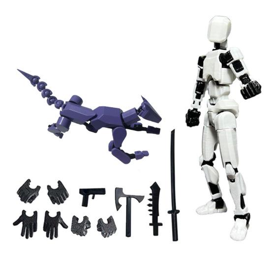 1 набор фигурок роботов с аксессуарами, многосочлененная подвижная 3D-печатная модель робота-собаки