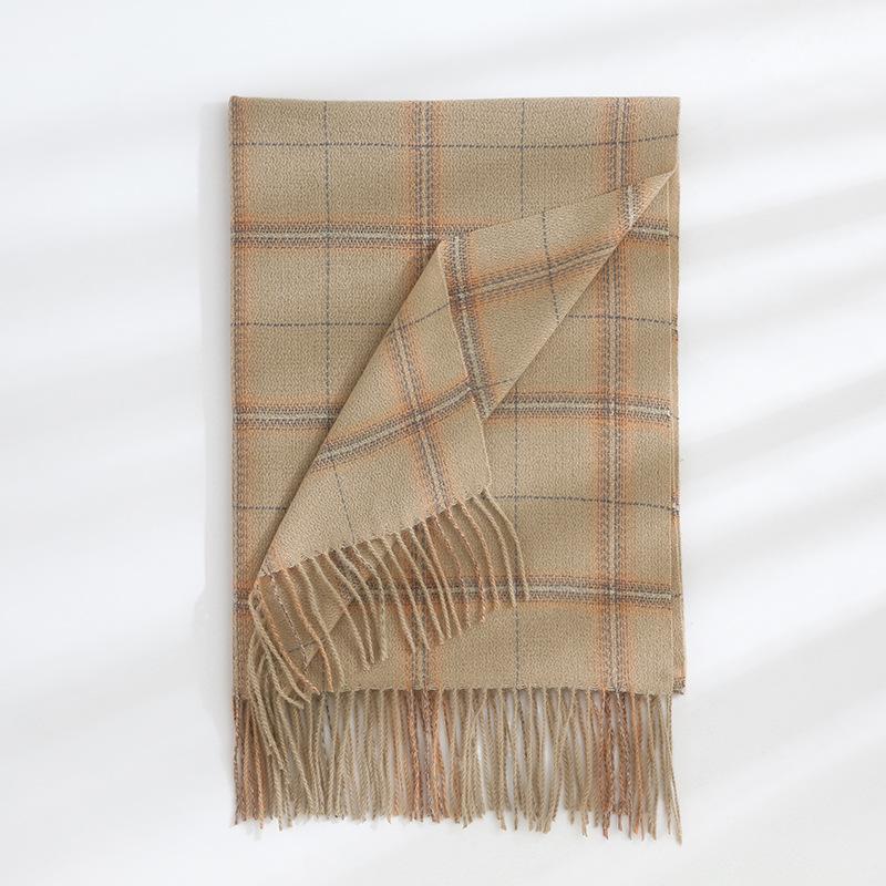 Корейская версия нового кашемирового двустороннего клетчатого шарфа, женский утолщенный и удлиненный теплый шарф-шаль двойного назначения