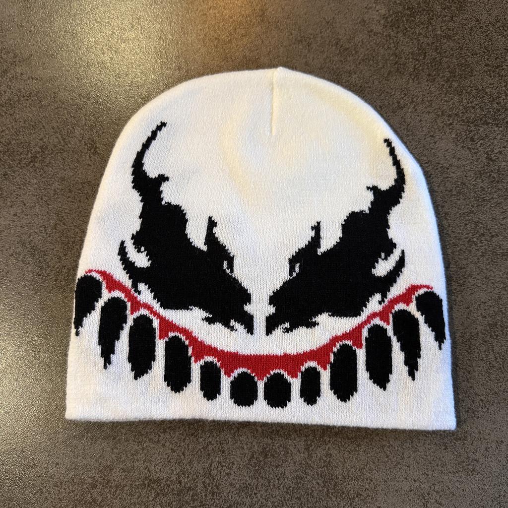 Venom Style Knit Hat Unisex Acrylic Fabric For Streetwear And Cold Weather