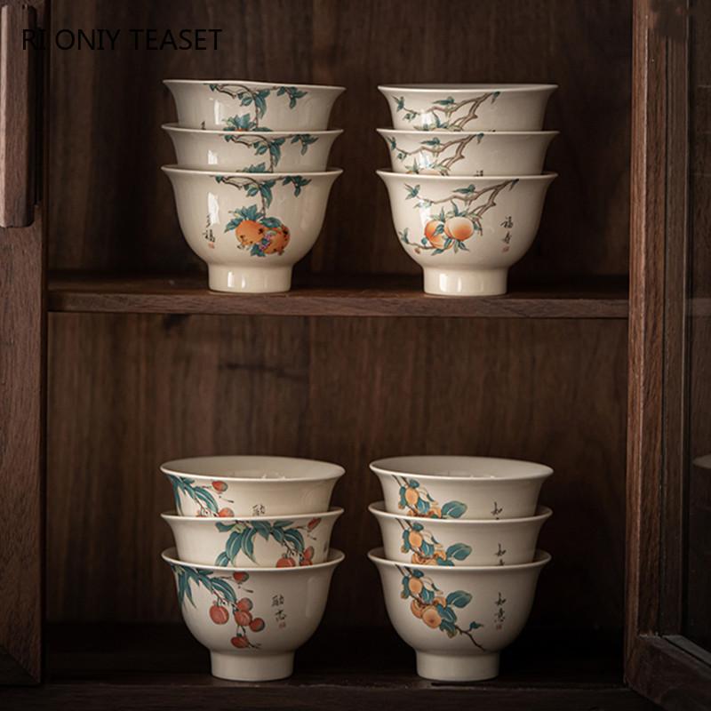 1 шт. Ретро-чашка для чая ручной работы, расписанная вручную, дорожная керамическая чаша для чая, китайский фарфоровый чайный сервиз Pu'er Tie Guanyin Master Teacup