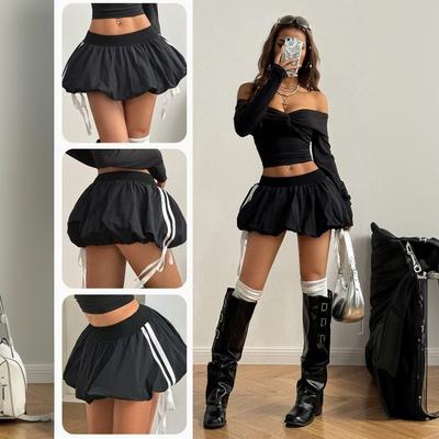 Новая женская милая и пикантная пушистая юбка в полоску с контрастными вставками, облегающая, юбка-бутон с цветочным принтом