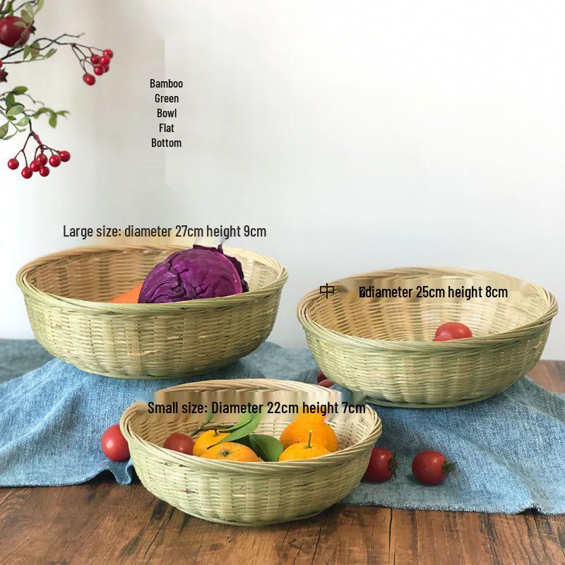Bamboo Weaving Handmade Basket with Base - Multi-purpose Fruit, Snack, and Mantou Holder