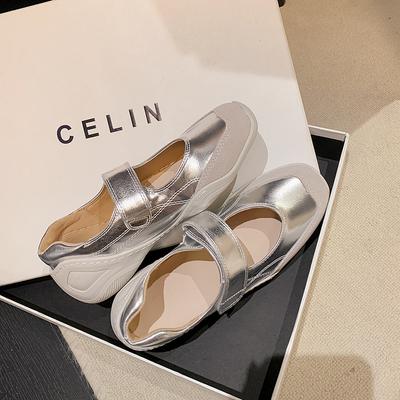 Версия из коровьей кожи~ Модные балетки женские на мягкой подошве на липучке Мэри Джейн на платформе нишевые повседневные одинарные туфли