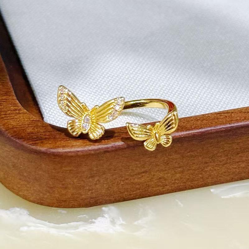 Medieval Vintage Enamel Ribbon Bow Ring Women'S Niche High-End Butterfly Index Finger Ring